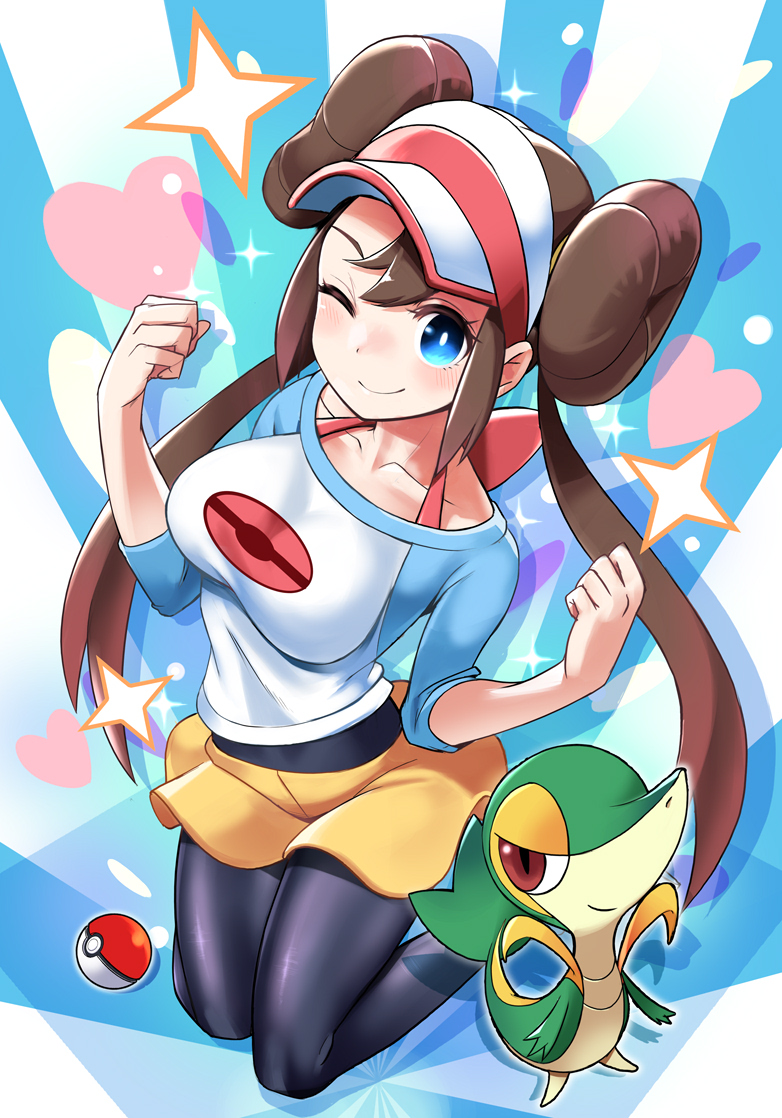 rosa and snivy (pokemon and 1 more) drawn by tm_(hanamakisan)
