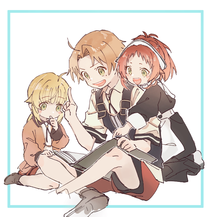 rudeus greyrat, norn greyrat, and aisha greyrat (mushoku tensei) drawn by amagai_hosina