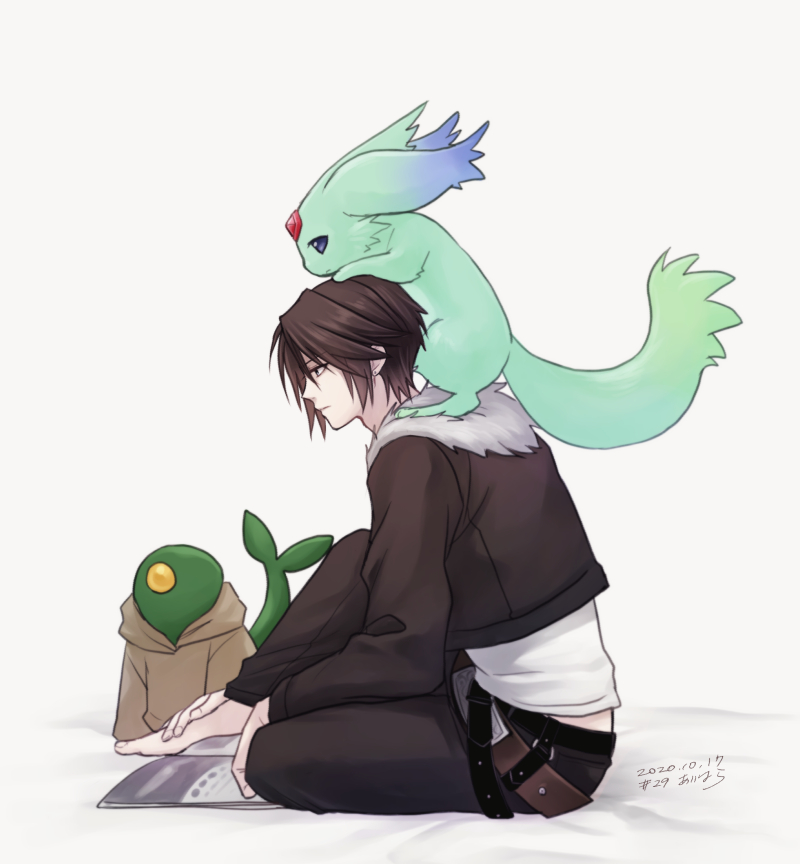 squall leonhart, carbuncle, and tonberry (final fantasy and 1 more) drawn by hiryuu_(kana_h)