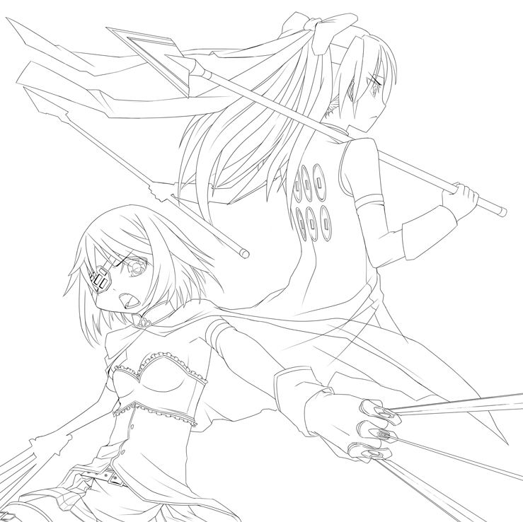 miki sayaka, sakura kyoko, date masamune, and sanada yukimura (mahou shoujo madoka magica and 1 more)