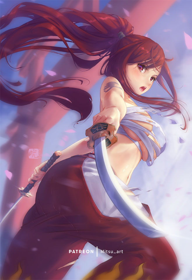 erza scarlet (fairy tail) drawn by mitsu_(mitsu_art)
