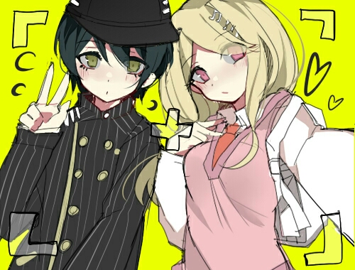 saihara shuichi and akamatsu kaede (danganronpa and 1 more) drawn by hen10