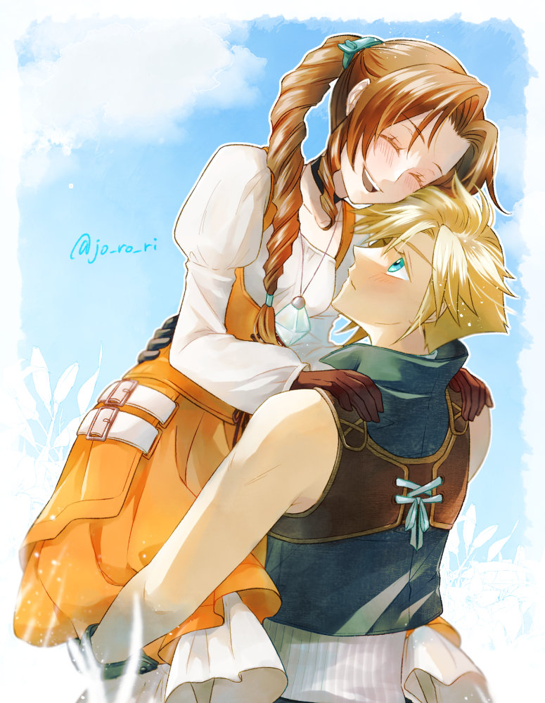 cloud strife, aerith gainsborough, zidane tribal, and garnet til alexandros xvii (final fantasy and 3 more) drawn by jo_ro_ri