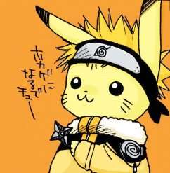 pikachu and uzumaki naruto (pokemon and 1 more)