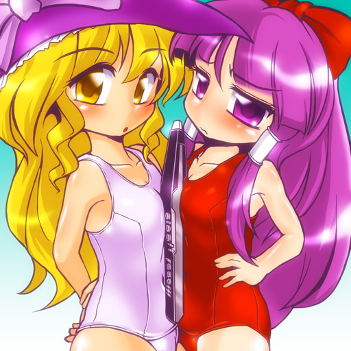 hakurei reimu and kirisame marisa (touhou) drawn by winn