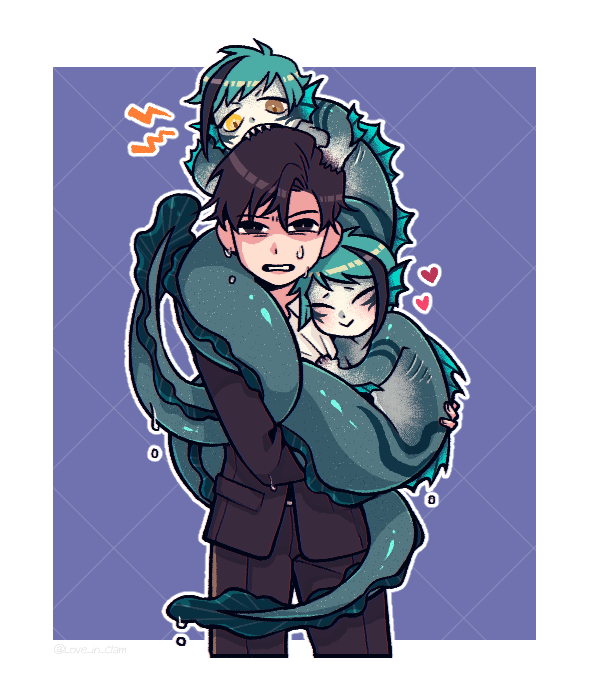 floyd leech, jade leech, and yuu (twisted wonderland) drawn by munmun0_0