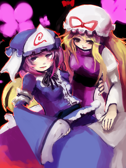 yakumo yukari and saigyouji yuyuko (touhou) drawn by luft_(luft_dokka)