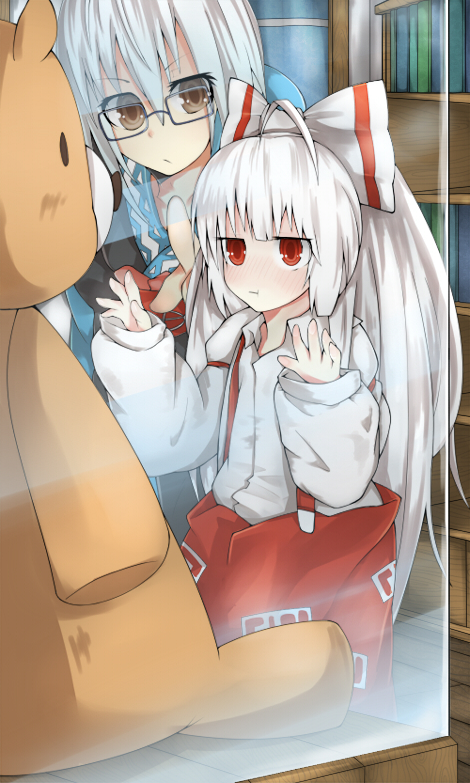 fujiwara no mokou and morichika rinnosuke (touhou) drawn by nanairo_neru