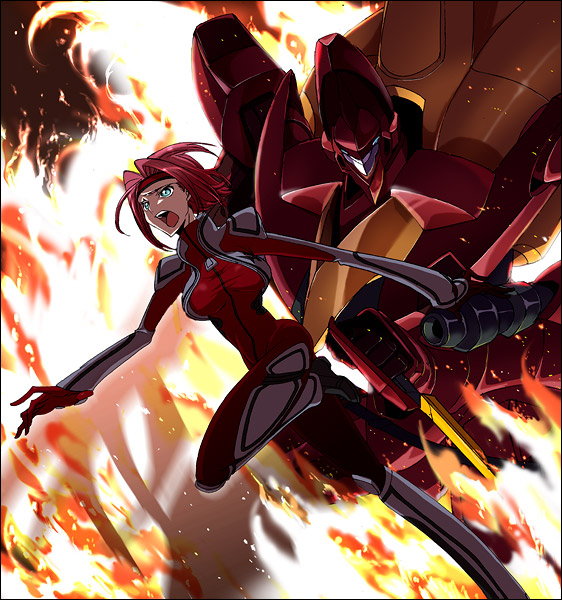 kouzuki kallen, guren, and guren mk-ii (code geass) drawn by dalc_rose