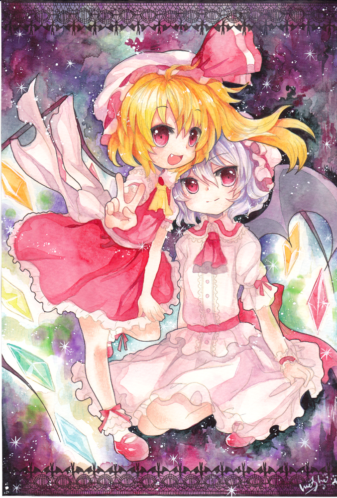 remilia scarlet and flandre scarlet (touhou) drawn by mosho