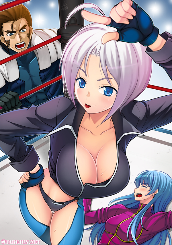 angel, kula diamond, and maxima (the king of fighters) drawn by takejun