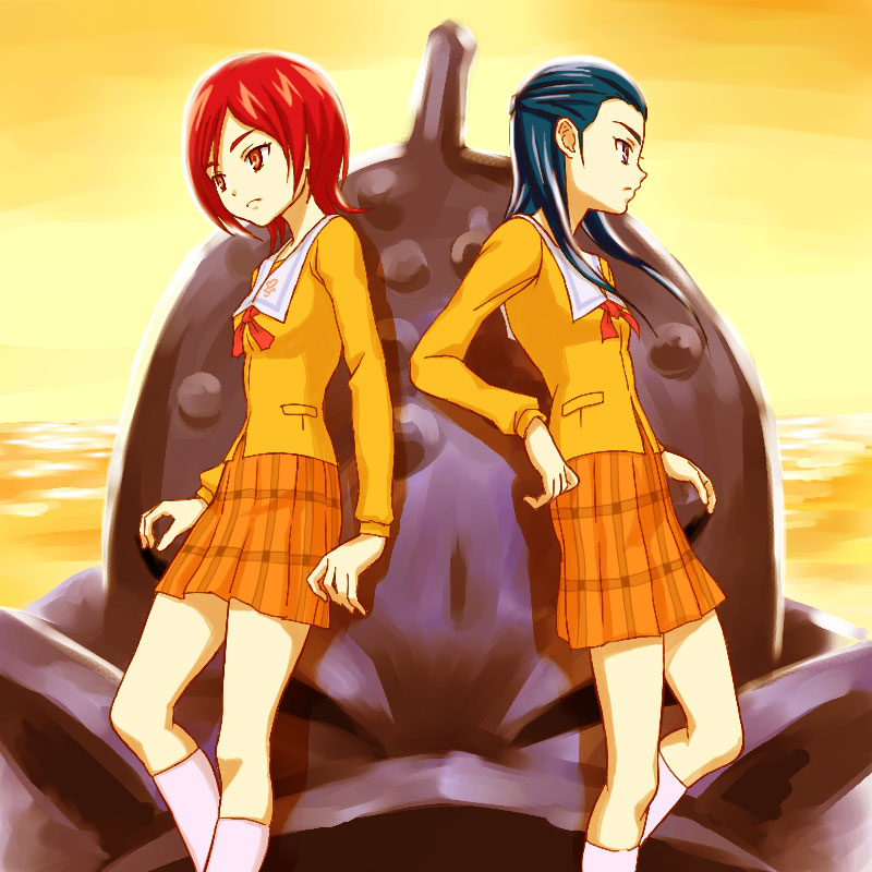 kiryuu michiru, kiryuu kaoru, and gooyan (precure and 1 more) drawn by hajime_(caramel_toone)