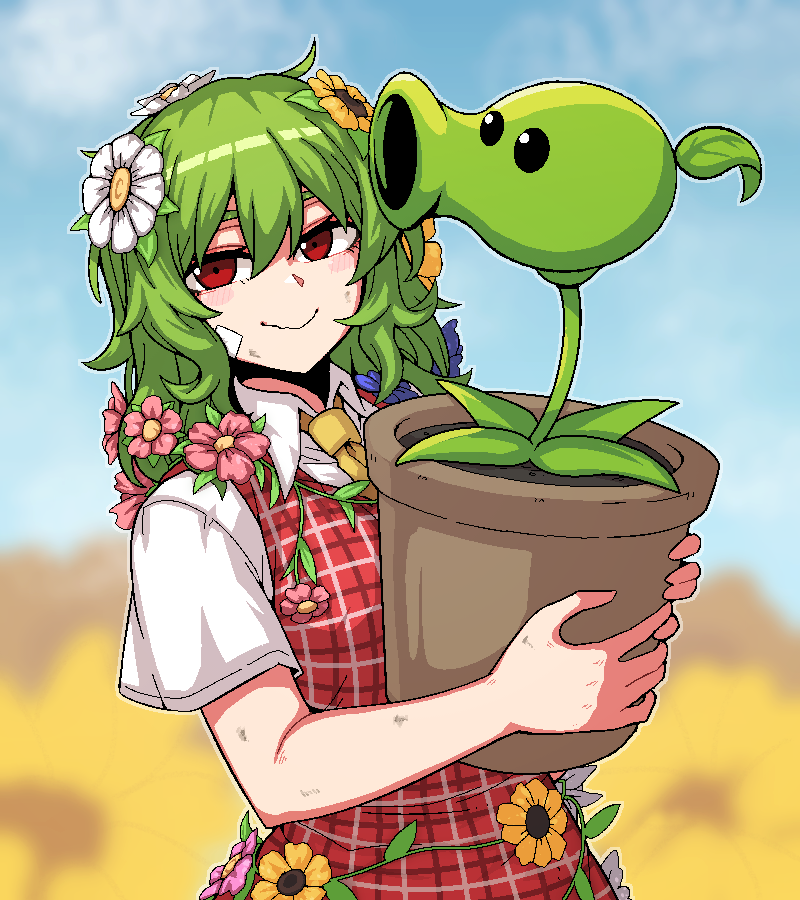 kazami yuuka and peashooter (touhou and 1 more) drawn by formicid