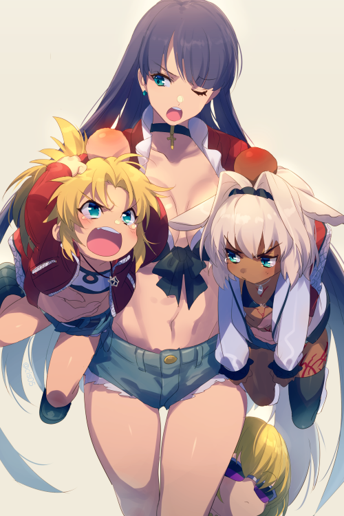 mordred, martha, caenis, and sakata kintoki (fate and 1 more) drawn by echo_(circa)