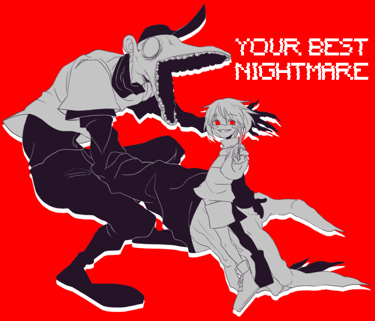 chara, the batter, and bad batter (undertale and 1 more) drawn by kimneusi