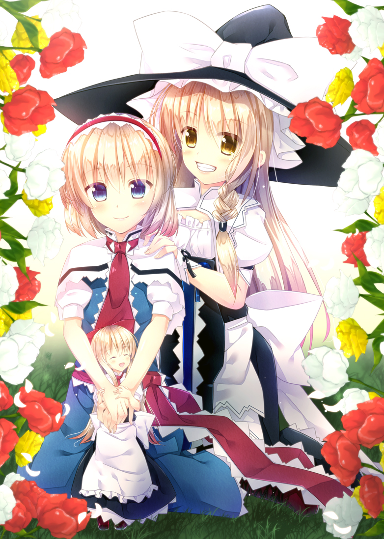 kirisame marisa, alice margatroid, and shanghai doll (touhou) drawn by akane_hazuki