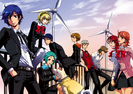 yuuki makoto, aigis, takeba yukari, kirijou mitsuru, yamagishi fuuka, and 5 more (persona and 1 more) drawn by kotobuki_toro