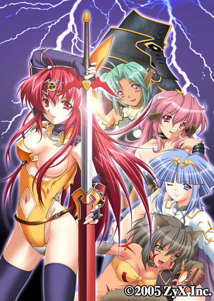 raidy, fonfon, foless, tiss, knight errant, and 1 more (ikazuchi no senshi raidy) drawn by kazuma_muramasa