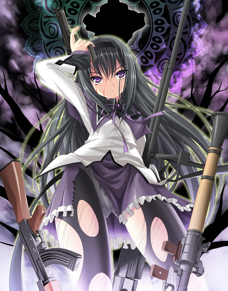 akemi homura and walpurgisnacht (mahou shoujo madoka magica) drawn by noritama_(gozen)