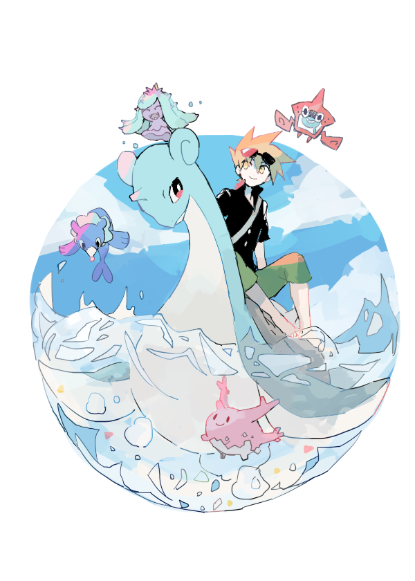 rotom, blue oak, popplio, lapras, rotom dex, and 2 more (pokemon and 1 more) drawn by smcms-m
