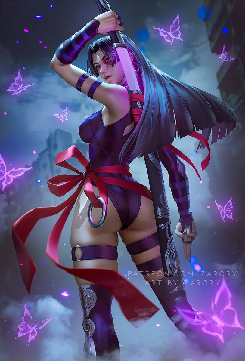 psylocke (marvel and 2 more) drawn by zarory