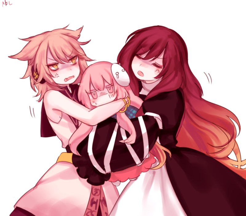 hijiri byakuren, toyosatomimi no miko, and hata no kokoro (touhou) drawn by shan