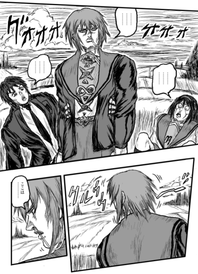 suzumiya haruhi, nagato yuki, and kyon (jojo no kimyou na bouken and 1 more) drawn by chuubi_jun