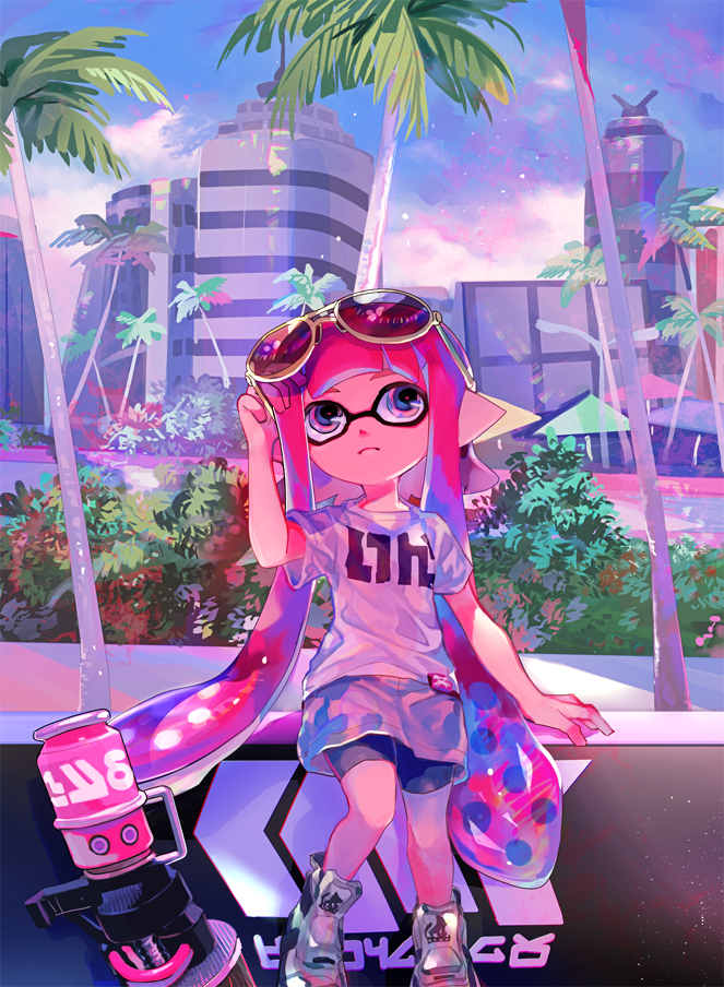 inkling player character and inkling girl (splatoon) drawn by yoshida_(ne)