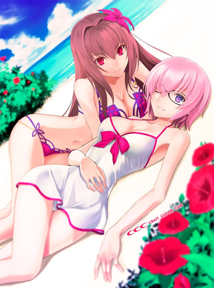mash kyrielight and scathach (fate and 1 more) drawn by shirotsumekusa