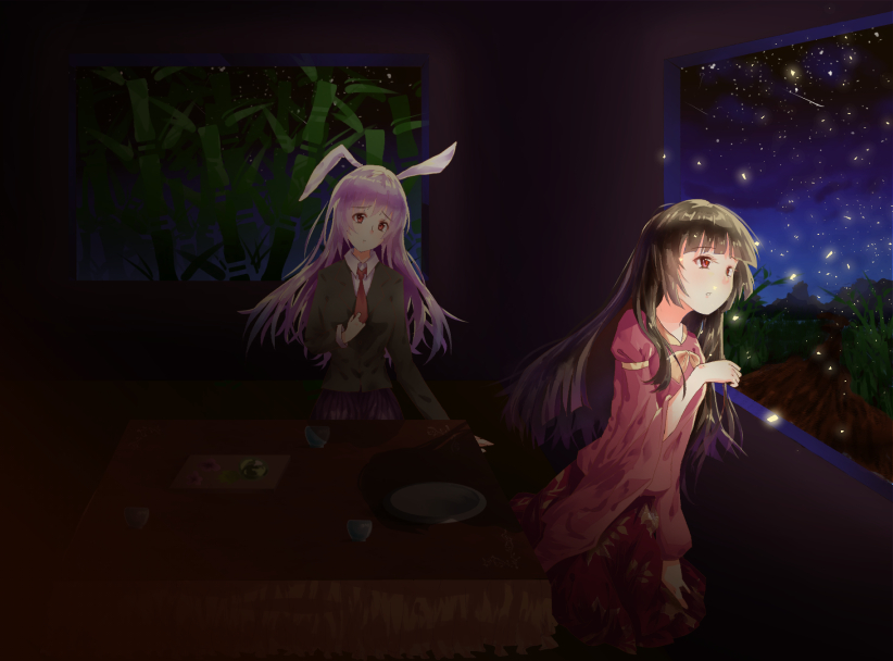 reisen udongein inaba and houraisan kaguya (touhou) drawn by longchuan_rita