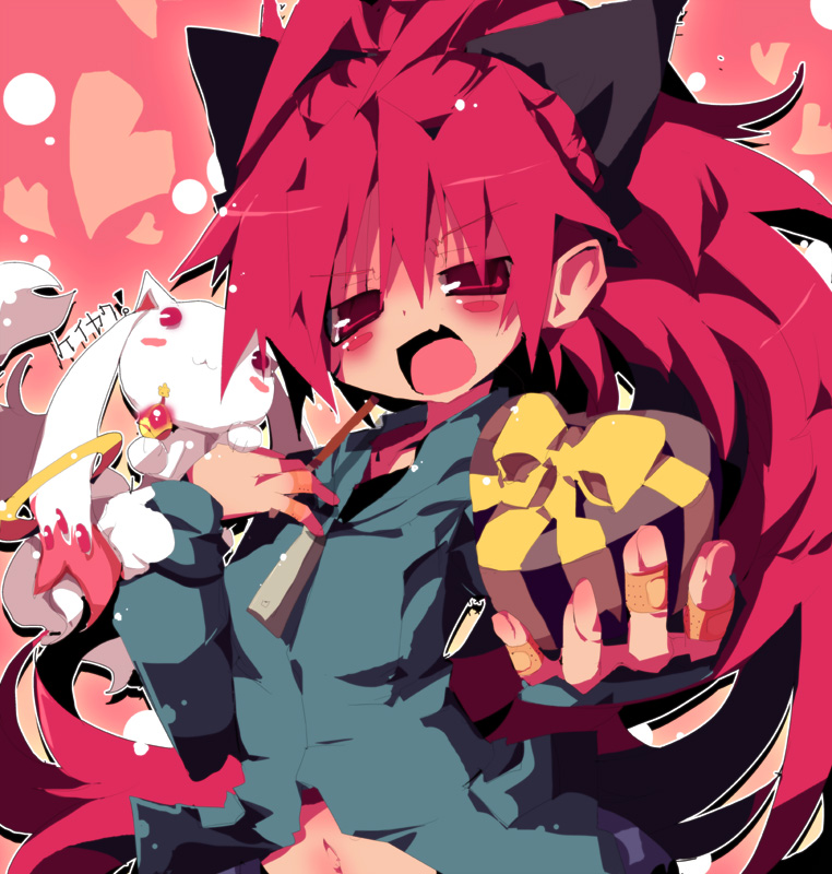 sakura kyoko and kyubey (mahou shoujo madoka magica) drawn by dangomushi