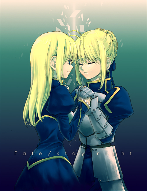 artoria pendragon and saber (fate and 1 more) drawn by momo_(gomenne)