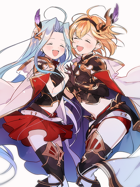 djeeta, lyria, and conqueror of the eternals (granblue fantasy) drawn by cunonn