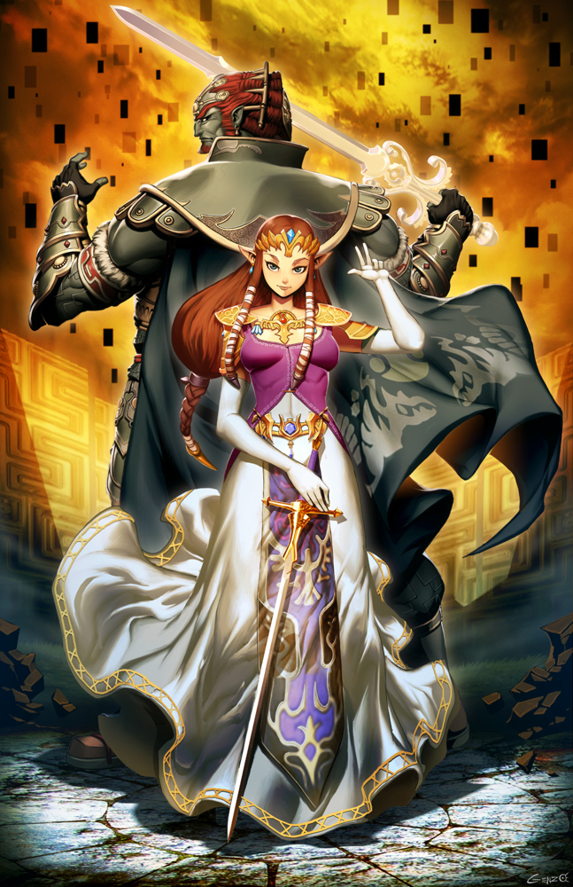 princess zelda and ganondorf (the legend of zelda and 1 more) drawn by genzoman