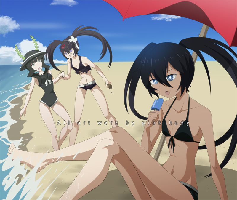 black rock shooter, dead master, and insane black rock shooter (black rock shooter) drawn by pink-hudy
