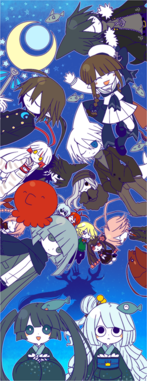 wadanohara, samekichi, syakesan, lobco, fukami, and 15 more (funamusea and 1 more) drawn by funamusea_(artist)