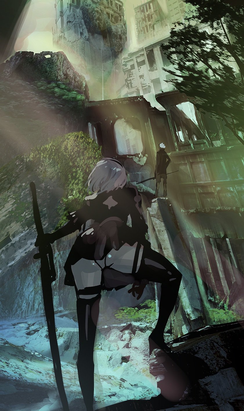 2b and 9s (nier and 1 more) drawn by maeshima_shigeki