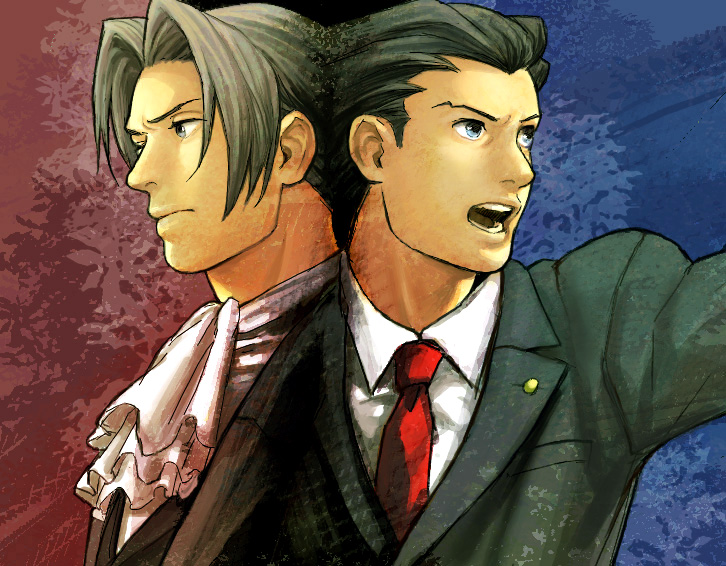 phoenix wright and miles edgeworth (ace attorney) drawn by ganpiro