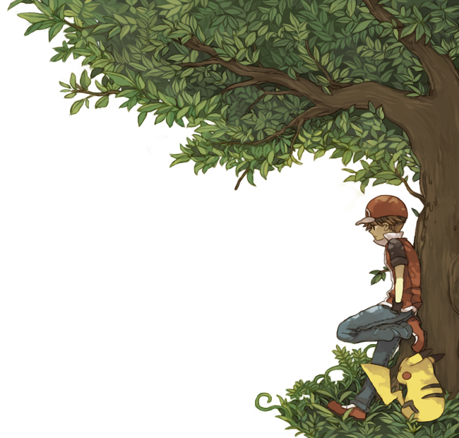 pikachu and red (pokemon and 1 more) drawn by yan_(artist)