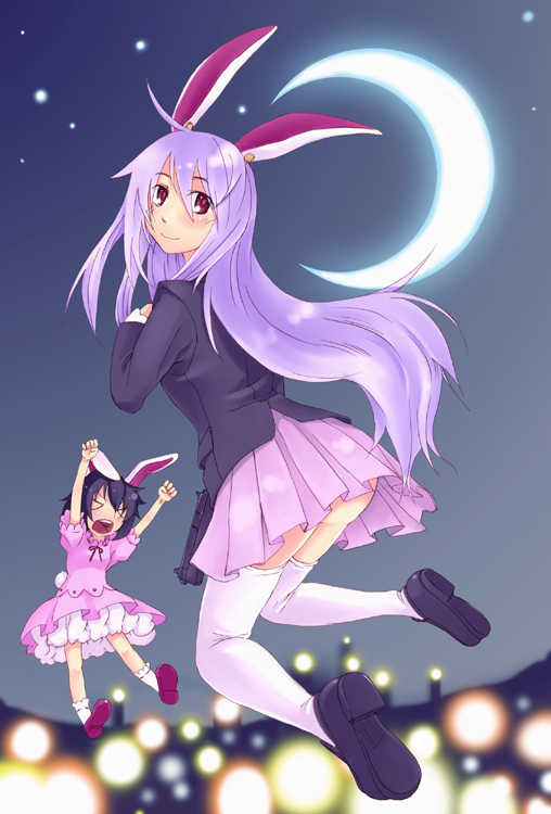 reisen udongein inaba and inaba tewi (touhou) drawn by zeku_(furrock)