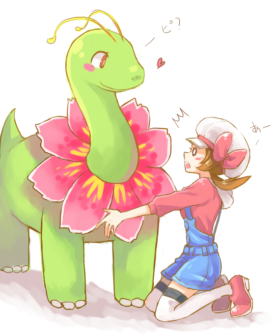lyra and meganium (pokemon and 1 more) drawn by momori
