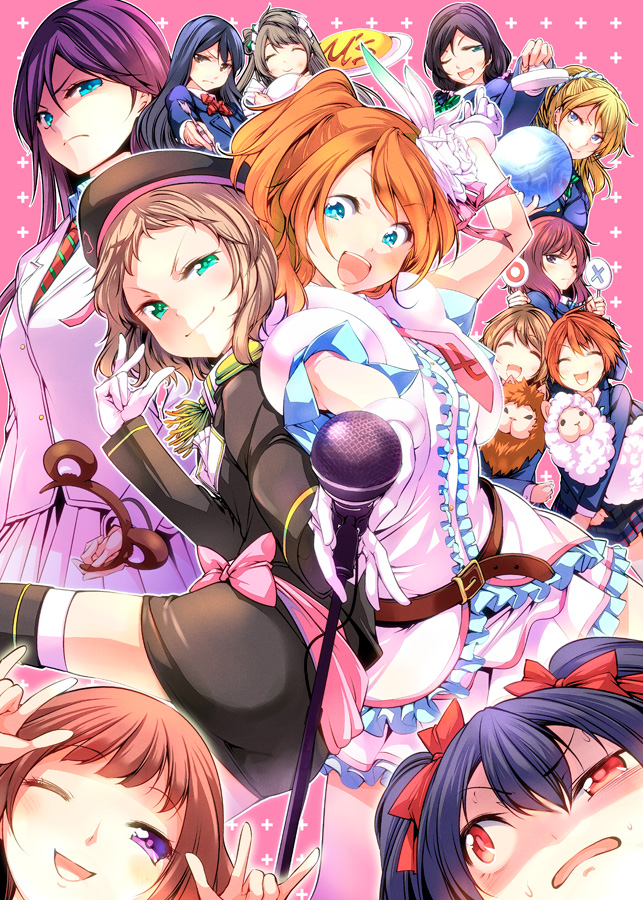 nishikino maki, tojo nozomi, sonoda umi, yazawa nico, ayase eli, and 7 more (love live! and 1 more) drawn by chado