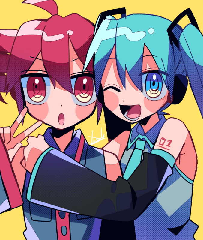hatsune miku and kasane teto (vocaloid and 1 more) drawn by yuusuke-kun