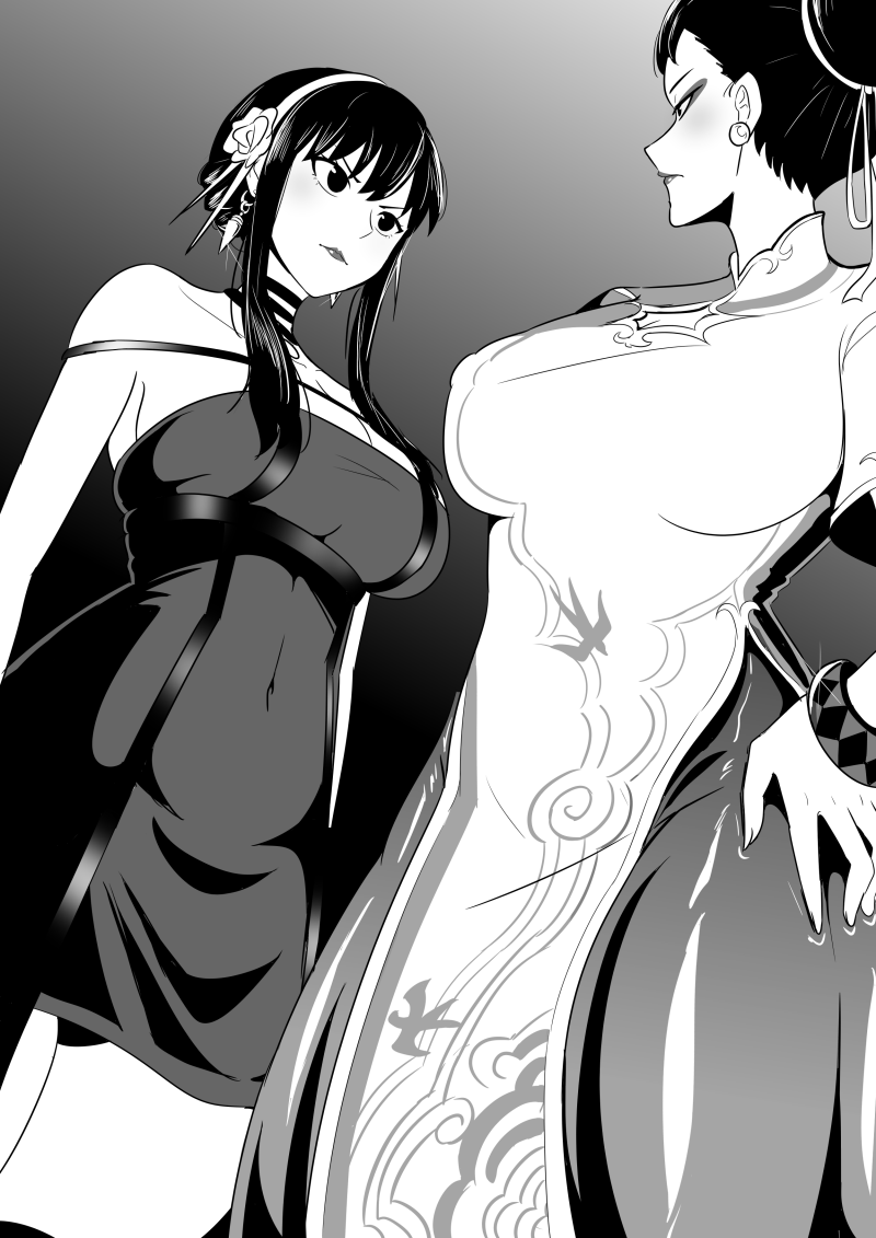 yor briar and chun-li (street fighter and 2 more) drawn by yaminokuroko