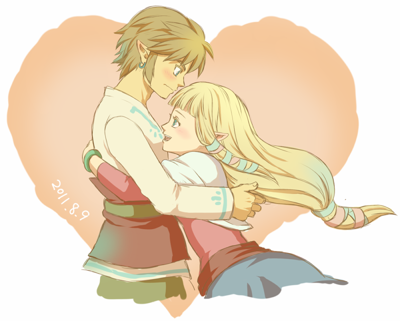 link and princess zelda (the legend of zelda and 1 more) drawn by mutsuki_kaya