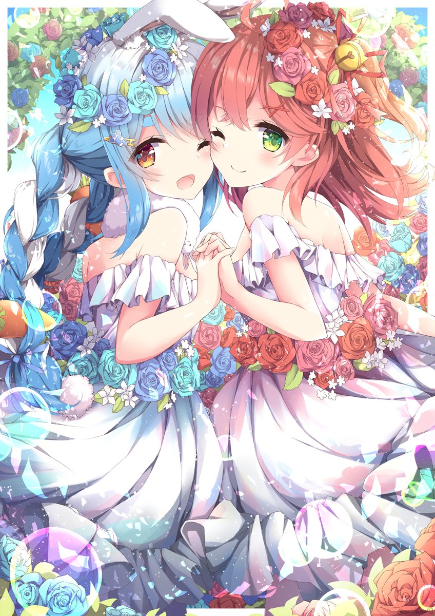 usada pekora, sakura miko, and don-chan (hololive) drawn by niwasane_(saneatsu03)