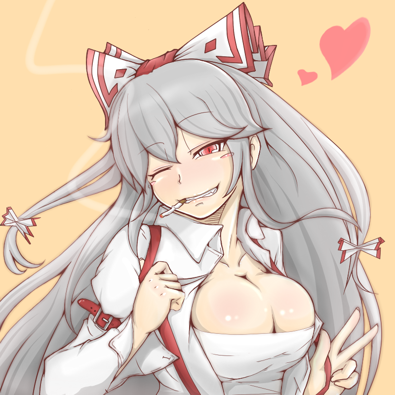 fujiwara no mokou (touhou) drawn by cube85