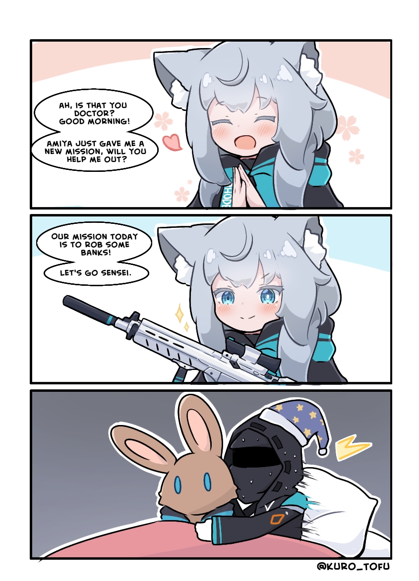 shiroko, doctor, rosmontis, and ogura yui (blue archive and 1 more) drawn by kurotofu