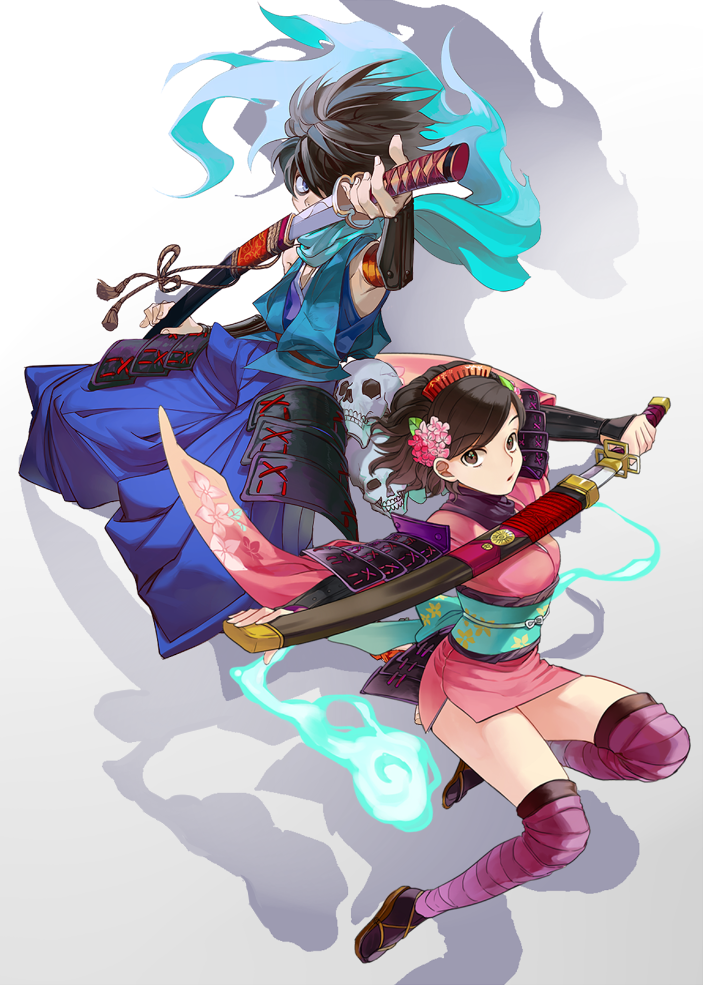 momohime, kisuke, and izuna jinkuro (oboro muramasa) drawn by 9sui