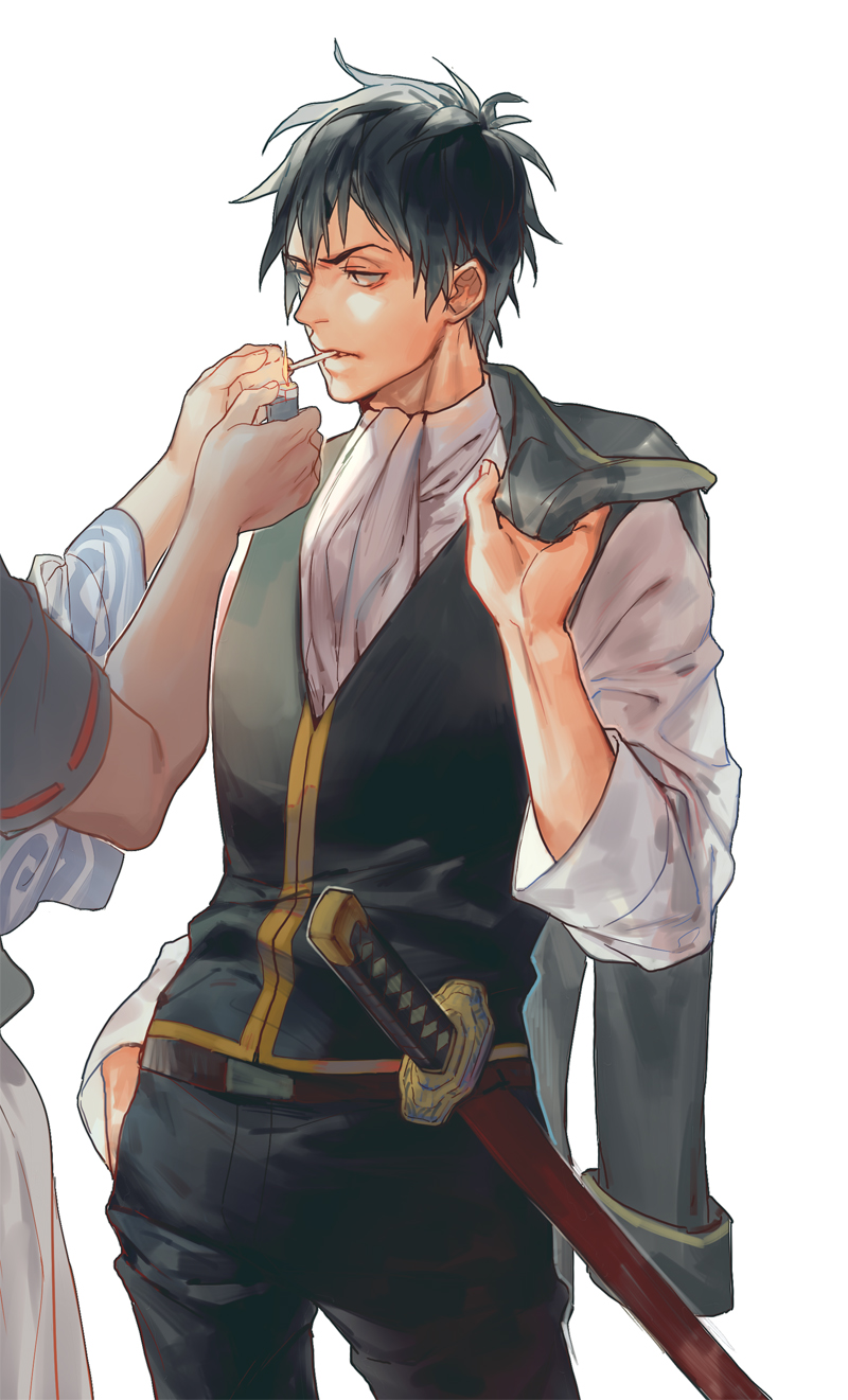 sakata gintoki and hijikata toushirou (gintama) drawn by naked_cat